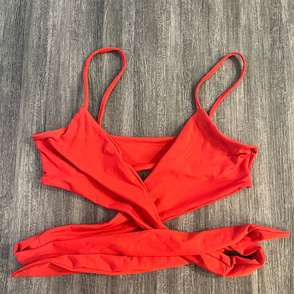 Red Wrap Crop Top
